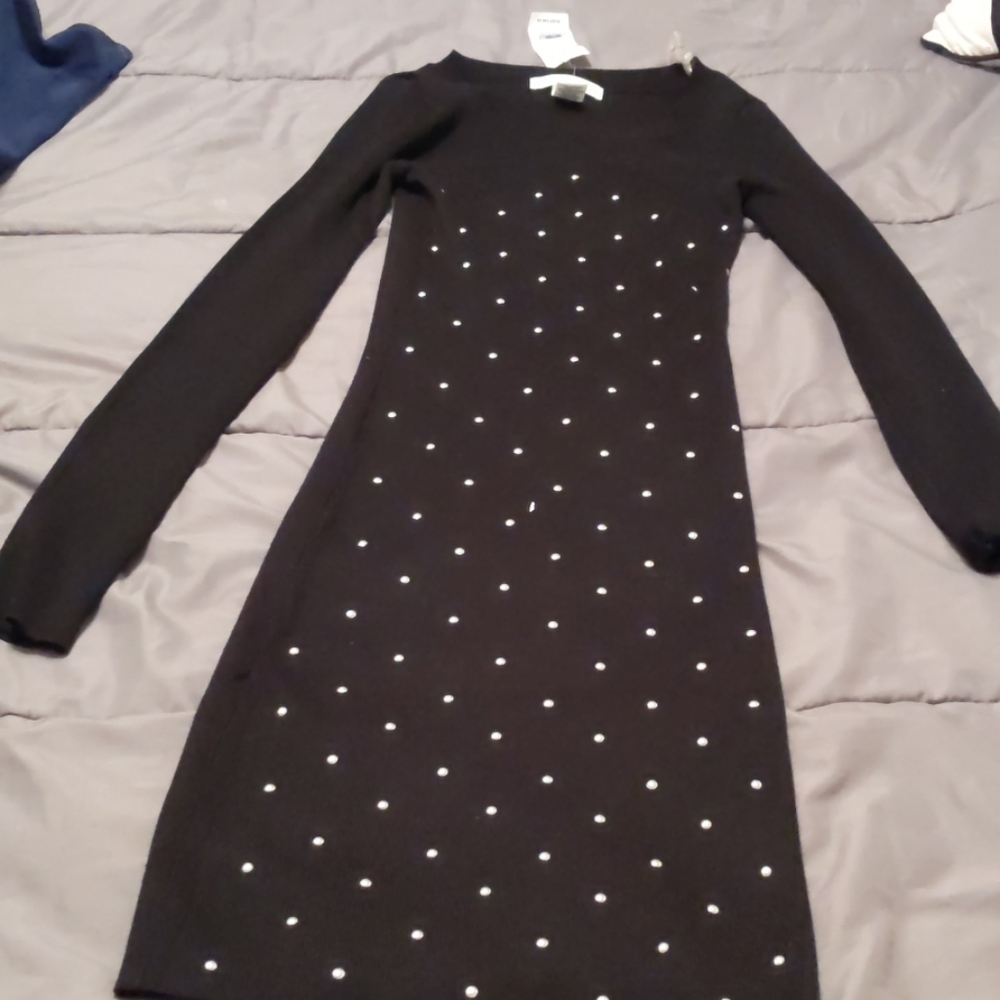 Long sleeve  sexy black sweater dress